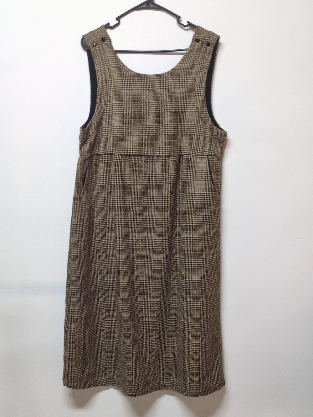 Hayden Brown Glen Plaid Sleeveless Midi Jumper Dress, Size L